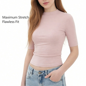 T-shirt da <span class=keywords><strong>donna</strong></span> girocollo a <span class=keywords><strong>mezza</strong></span> <span class=keywords><strong>manica</strong></span>, casual, tinta unita, nuovo stile 2026 - Product Image 1