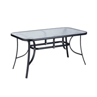 Table de bistrot carrée en verre trempé avec trou pour parasol, mobilier de patio pour jardin, pelouse, terrasse, balcon, bord de piscine, extérieur