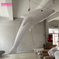Dauphin gonflable de décoration d'éclairage, animal gonflable blanc de dauphin pour l'affichage accrochant
