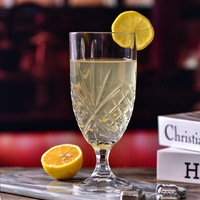 Verre à pied vintage transparent 470 ml, épais, pour vin et desserts, rond, fabriqué à la machine, idéal pour les fêtes