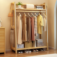 Porte-manteau en bois massif avec étagère supérieure et rangement pour chaussures pour chambre et entrée (vente en gros)