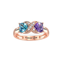 Bague en argent 925 personnalisée à deux tons en forme de cœur avec noms, cadeau d'anniversaire pour elle, petite amie, femme, bijoux