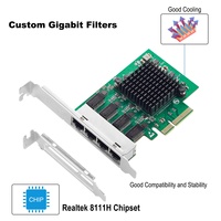 Tarjeta de red PCIe x4, interfaz de 4 puertos RJ45 NIC Realtek 8111H Chip 1GB 1000Mbps para servidor diseñado para Lenovo, carcasas pequeñas