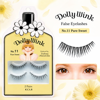 Cils artificiels Koji Dolly Wink No 11, fabriqués au Japon, naturels, doux, bande transparente invisible, épaisseur 0,05 mm, 2 paires, Tsubasa