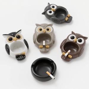 ของตกแต่งผนังรูปหัวนกฮูกทำจากโพลีเรซิ่น งานประติมากรรม 3 มิติ วาดด้วยมือ งานศิลปะที่โดดเด่นและมีมิติ <span class=keywords><strong>ส</strong></span>ำหรับห้องนั่งเล่นและโถงทางเดิน - Product Image 2