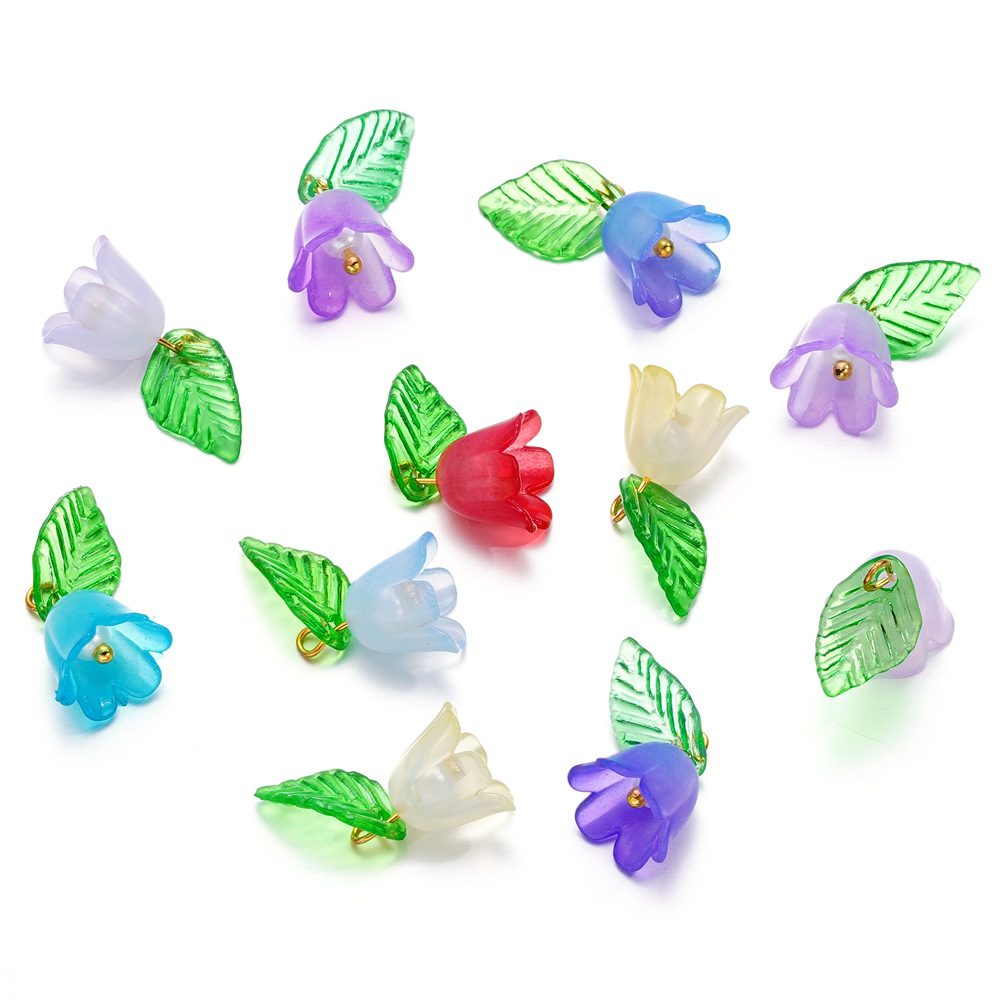Pendentif Fleur et Feuille en Acrylique - Style 01
