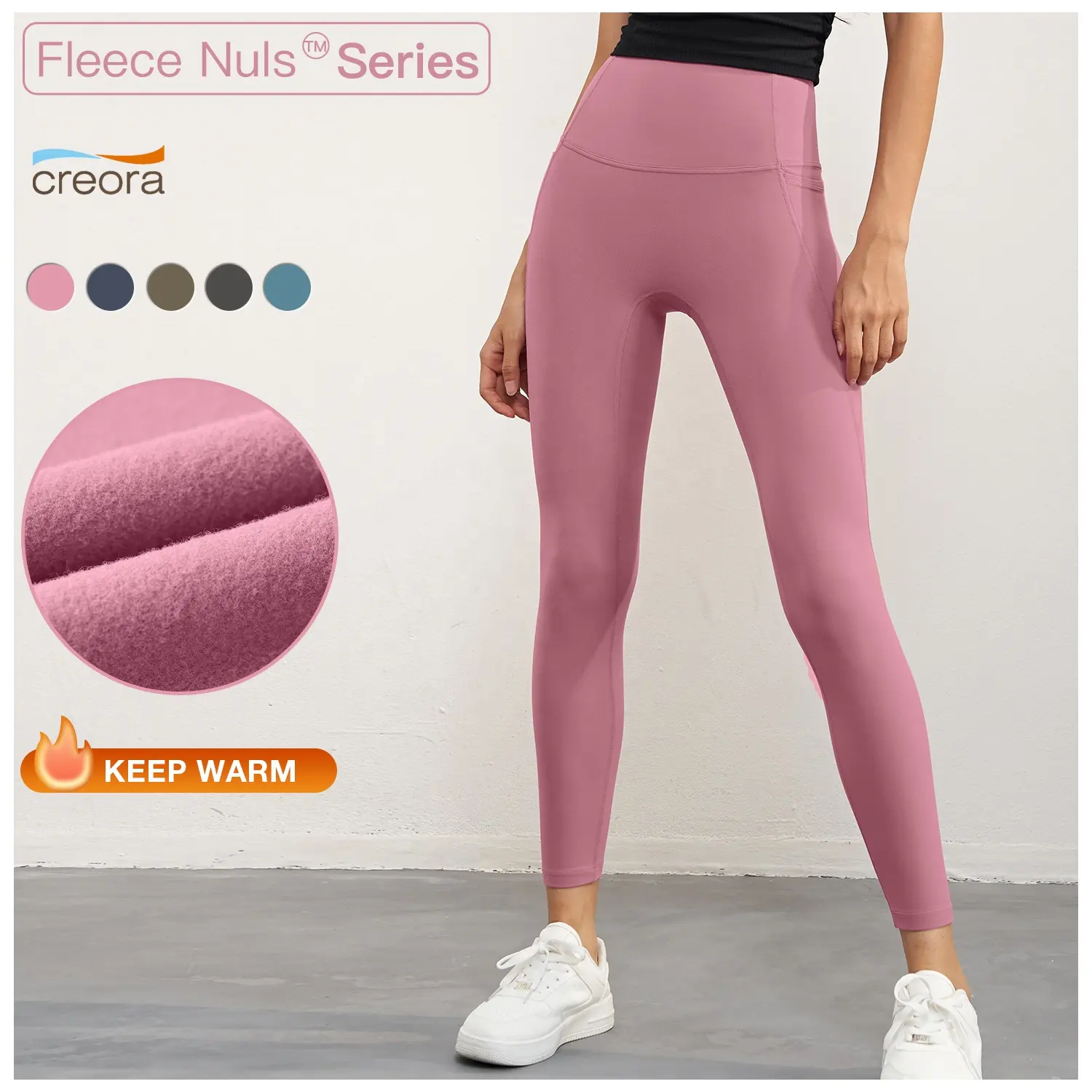 IDU legging olahraga wanita, celana Yoga wanita 240g tebal dengan saku baru yang hangat untuk musim dingin