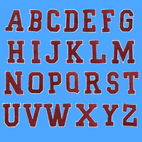 Vente en gros de patchs thermocollants en chenille de 12,5 cm de haut, rouge, rose, bleu, noir, jaune, lettres de l'alphabet A-Z, patchs thermocollants