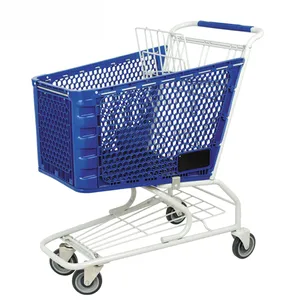 Carrito de compras de plástico personalizable, carrito de cuatro ruedas para supermercado