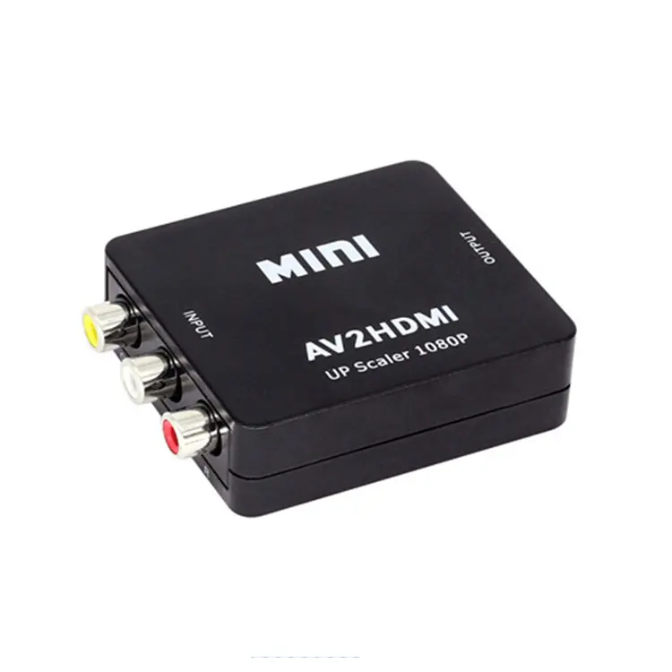 High Quality Mini AV 2 HDMI HD Video 720p/1080p 60hz Small White Box Mini 3 RCA AV to Hdmi Converter Adapter Audio TV for HDTV