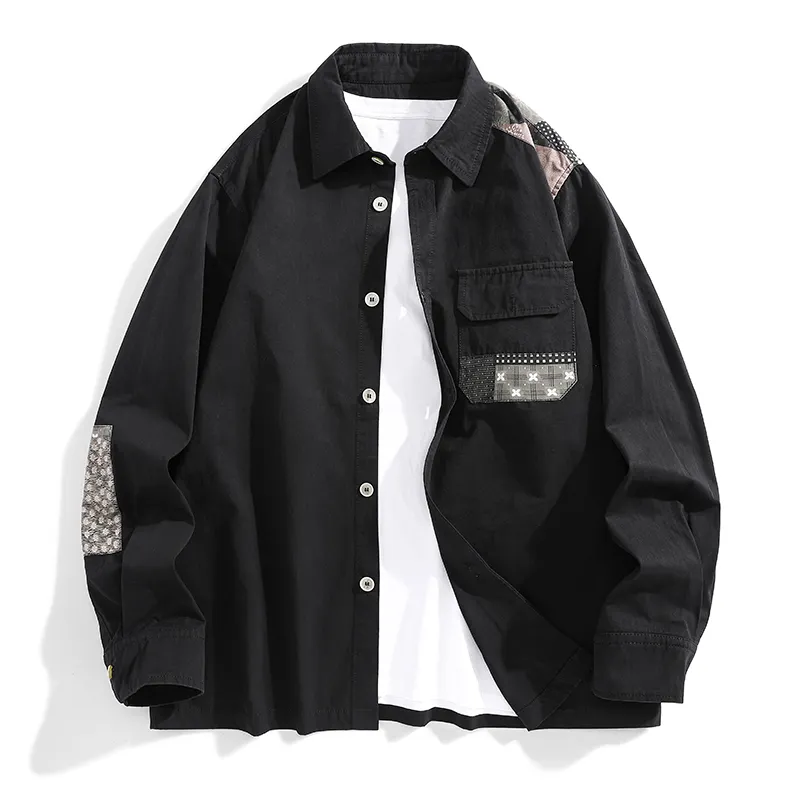 Uzun kollu Streetwear turn down yaka gömlek Casual artı boyutu tasarımcı gömlek ceket adam için