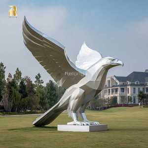 Design moderno tamanho grande aço inoxidável águia escultura estátua para venda - Product Image 4