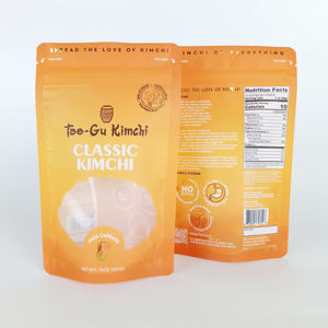 Pochette refermable avec impression personnalisée et marquage à chaud en or avec fermeture à glissière pour emballage alimentaire, sacs à fermeture à glissière avec fenêtre transparente pour Kimchi - Product Image 2