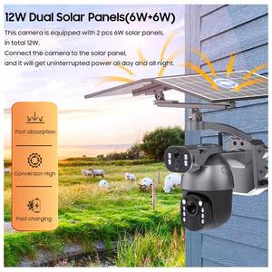กล้องซิม4G พลังงานแสงอาทิตย์ระบบ50X ซูม4G, 10MP เลนส์คู่ติดตามอัตโนมัติกล้องรักษาความปลอดภัยระบบ Ubox ตรวจจับการเคลื่อนไหวระบบแสงอาทิตย์การ์ด4G LTE - Product Image 5