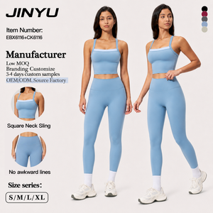 JINYU Wholesale Sportswear Active Wear Seamless Gym Clothes Workout Yoga Leggings And Vest Sets For Women