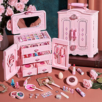 Ensemble de maquillage pour enfants sûr, doux et lavable, trousse de maquillage princesse, vernis à ongles, fard à paupières, brillant à lèvres, cadeau d'anniversaire, ensemble de maquillage pour enfants