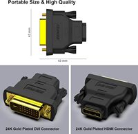 Adaptateur SYONG DVI vers HDMI, mâle vers femelle avec cordon plaqué or, lot de 2, convertisseur de port DVI-D bidirectionnel, connecteur 4K 1080P