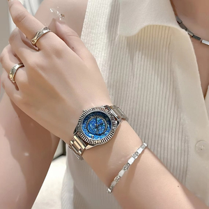 Reloj de Pulsera de Acero Inoxidable de Lujo para Mujer con Esfera Azul Cielo Estrellado, Ancho de Correa de 20 mm, para Estudiantes y Damas - Product Image 5