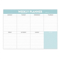 Bloc-notes de planification hebdomadaire personnalisé, calendrier hebdomadaire détachable avec 50 feuilles non datées, couverture en PP, taille et couleur personnalisables
