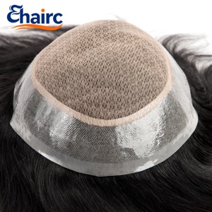 Système capillaire pour hommes à double couche avec base en dentelle, 100% <span class=keywords><strong>cheveux</strong></span> indiens Remy <span class=keywords><strong>bouclés</strong></span>, maille fine respirante - Product Image 4