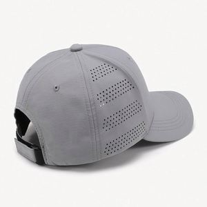 Wholesale in Stock Factory Customized Blank Laser Perforated <b>Hat</b> Breathable <b>Summer</b> 6 Panel Hard Top Baseball Cap - Product Image 4