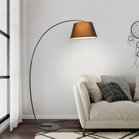 Lampadaire de luxe en arc, design pêcheur, en métal noir, lampe de lecture LED pour salon, canapé, chambre, villa, salle de séjour