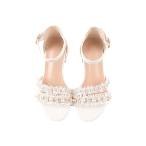 <span class=keywords><strong>Sandali</strong></span> principessa <span class=keywords><strong>bambina</strong></span> bianco perla con fibbia alla caviglia tacco basso scarpe per festa nuziale con suola morbida 2025 all'ingrosso - Product Image 2