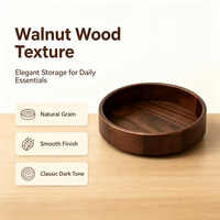 Nampan Rias Kayu Solid Walnut Gelap QingChuan dengan Ukiran Laser, Wadah Penyimpanan Kosmetik, Organizer Makeup Bundar, untuk Meja Rias Kamar Mandi