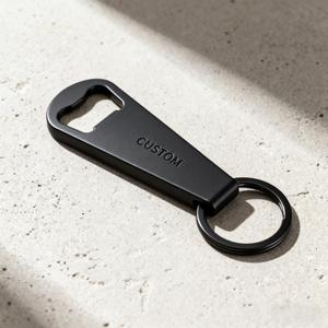 Biểu Tượng Tùy Chỉnh Matte Màu Đen Thép Không Gỉ Mở Chai Keychain Khuyến Mại Khắc Mở Chai Keychain Cho Kinh Doanh Quà Tặng - Product Image 1