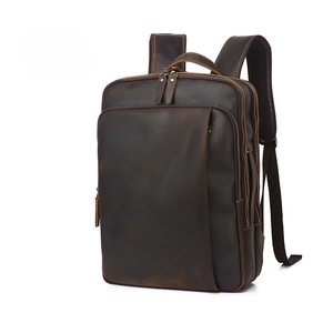 Crazy <strong>Horse</strong> Leather Laptop <strong>Backpack</strong> Men's Vintage Genuine Leather Large Capacity Briefcase 17-inch Fashion Casual Travel Bag - Product Image 2