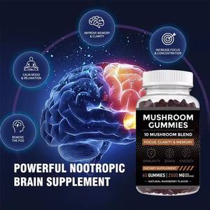 मेलेफू मशरूम गुम्मीज़ मस्तिष्क बूस्टर समर्थन मशरूम सिंहों मैनी गुम्मस रीबिशी नोट्रोपिक विश्राम Gmmy - Product Image 4