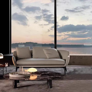 कस्टम लक्जरी इतालवी डिजाइन मजेदार सोफे, आधुनिक घुमावदार चमड़े के कपड़े 2 सीटर सोफे के लिए लकड़ी के आधार के साथ - Product Image 2