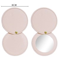 Miroir cosmétique rond portable à la mode pour femmes poche en cuir PU Mini Compact avec fonction rotative pour l'éducation