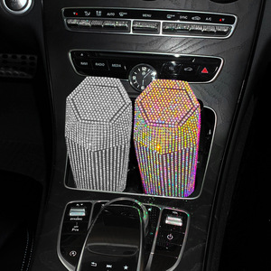 Poubelle hexagonale pour voiture, ornée de diamants et estampillée à chaud, seau de rangement créatif et mignon, boîte de rangement pour l'intérieur de la voiture - Product Image 3