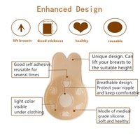 Push Up Bras Collant Adhésif Invisible Silicone Sein Sans Bretelles Dos Nu Mamelon Couverture Silicone Lapin Oreille Soulever Soutien-Gorge