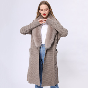 De piel de las mujeres suéter de lujo de alta calidad prendas de vestir exteriores peludas de dama de moda de manga larga Rebeca de pieles - Product Image 6