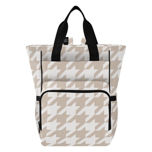 <b>Large</b> Capacity Khaki Houndstooth Custom Print Waterproof Nylon Baby Diaper Bags <b>Backpack</b> Mommy Travel Bag for <b>Women</b> - Product Image 1