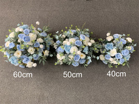 Centres de table à fleurs en soie bleu et blanc 50cm boule de fleurs centres de table de mariage fleur pour la décoration de mariage