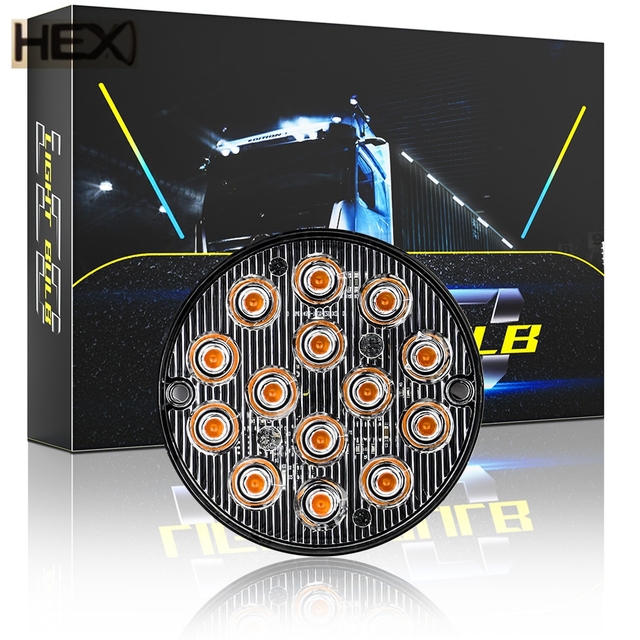 New 12V 24V LED Strobe Warning Light Amber Blue Round Car Grille Flashing Lights for Truck Side Maker Lamp