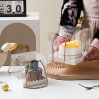 Boîte à gâteau transparente en plastique avec poignée en corde, emballage jetable transparent pour la pâtisserie, idéale pour les anniversaires, les mariages et les boulangeries