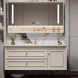 <b>Light</b> Luxury Customized Bathroom Cabinet American Style Wood Lacquer Bathroom Vanity for Apartment - Product Image 3