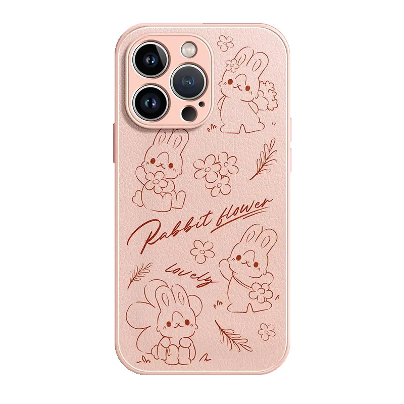 cute pattern For iPhone 15 pro max leather mobile phone shell lightweight Silicone case protection water proof cover girl