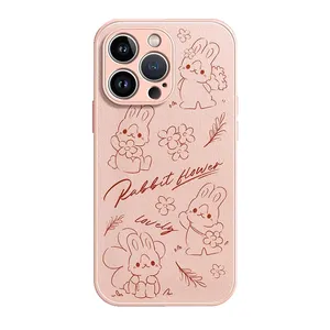 귀여운 패턴 아이폰 15 프로 맥스 가죽 휴대 전화 쉘 경량 실리콘 케이스 보호 방수 커버 소녀