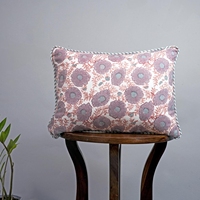 Housse de coussin vintage à motifs floraux, 100% coton, imprimée, rectangulaire, rose et gris doux, pour chambre à coucher, canapé, décoration intérieure
