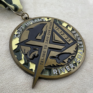 Médailles uniques du défi Save Our <span class=keywords><strong>River</strong></span> en laiton antique plaqué or avec logo personnalisé-Collection - Product Image 2