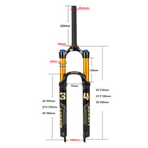 <span class=keywords><strong>Horquilla</strong></span> delantera de bicicleta de montaña de aluminio auténtico Markawi, amortiguación neumática de 34mm, carrera de 130mm, bicicletas de carretera de liberación rápida de alta resistencia - Product Image 1