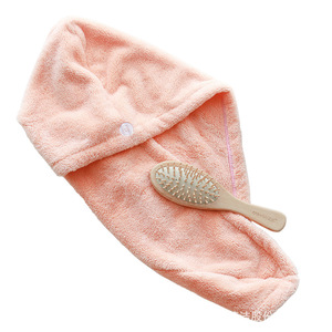 Coral Fleece Hair Drying Cap Microfiber Highly Absorbent Soft Thickened Towel For Home Use Solid Color 28x28cm - Product Image 2