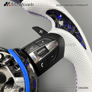 Volante de fibra de carbono forjado azul personalizado para BMW 330i 440i F10 F30 X3 X5 F15 F16 F18 M2 M3 M4 2010-2018, mejora del interior. - Product Image 4