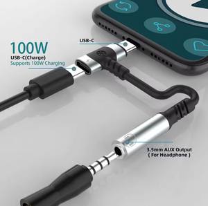 <span class=keywords><strong>Adaptateur</strong></span> de chargeur d'écouteurs USB-C 3,5 mm 2 en 1 avec prise <span class=keywords><strong>jack</strong></span> auxiliaire et microphone, dongle de cryptage à charge rapide PD pour tablette Android - Product Image 5