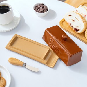 Nouveau <span class=keywords><strong>plat</strong></span> à beurre en céramique moderne et <span class=keywords><strong>original</strong></span> avec couvercle pour le stockage du <span class=keywords><strong>fromage</strong></span> et la préparation des aliments pour le restaurant - Product Image 2